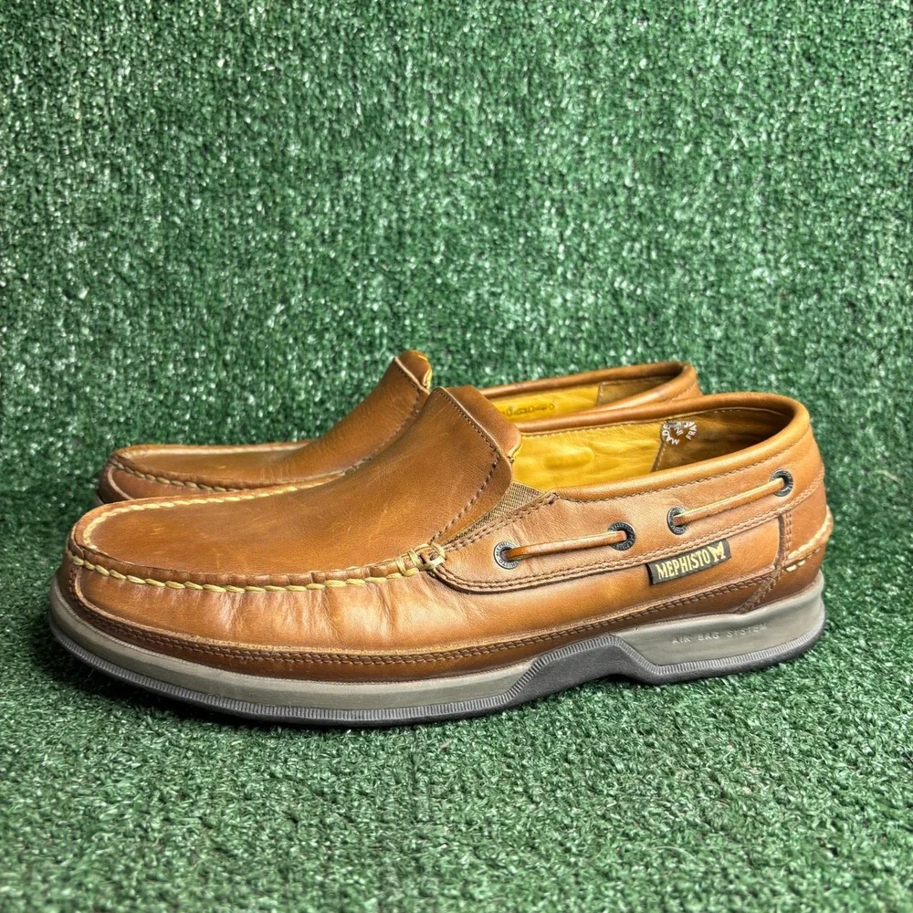 Mephisto Spinnaker Air Bag System Comfort Leather Boat Shoes Brown Mens Size 10